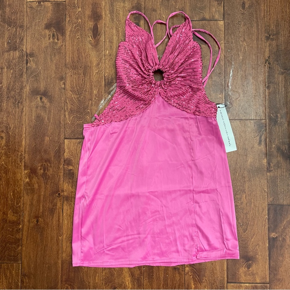 L.I.F.E Love Is For Eternity Sequins Spaghetti Strap Mini Dress